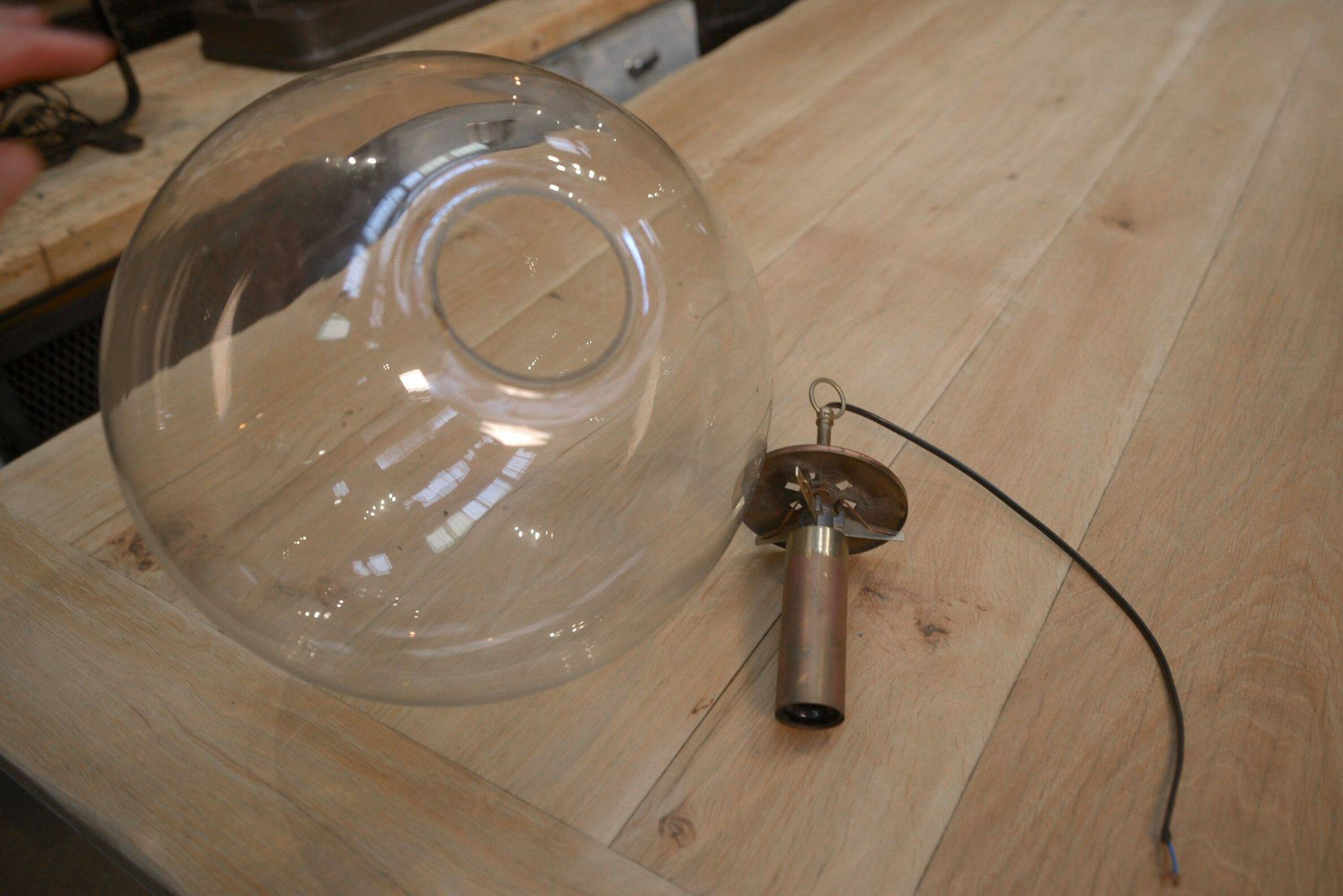 Vintage glass globe pendant lamp