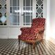 Vintage English flower velvet armchair