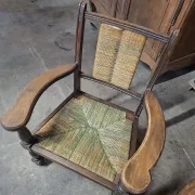 Brutalist pair of rustic turned wooden armchairs from the 1950s.