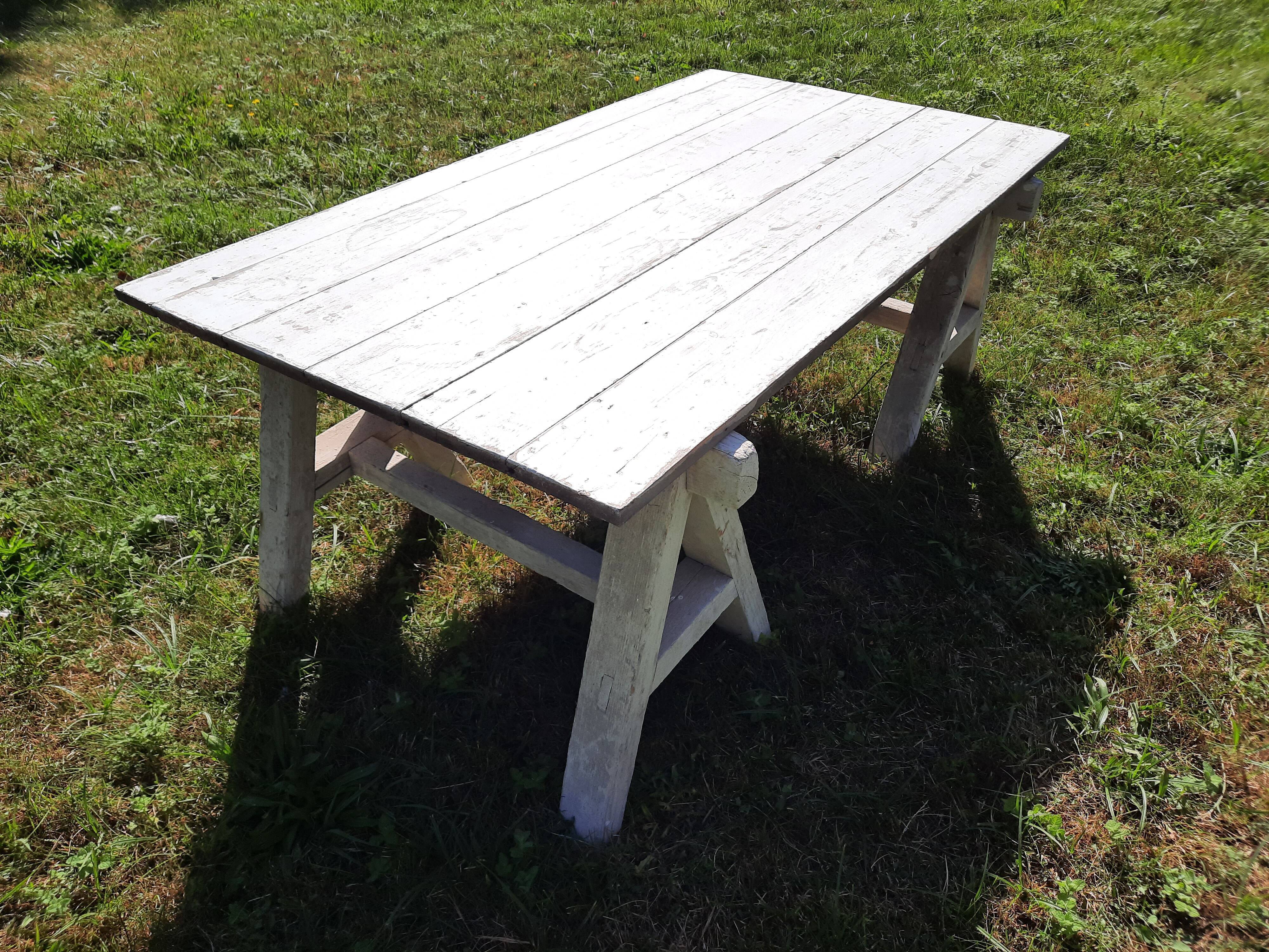 Coffee table on old trestles