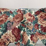 Set of 3 cushion covers in burgundy floral cotton