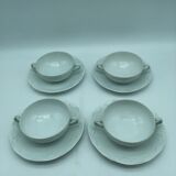 4 broth bowls in taraud limoges porcelain.