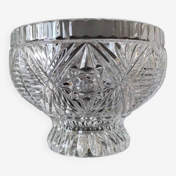 Molded crystal candy cup/dish/boho chic. art deco. starry/cross/leafy patterns, petals