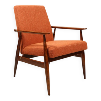 Scandinavian armchair bouclé orange design by H. Lis