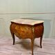 Curved sauteuse commode in stamped marquetry louis xv style xix eme century