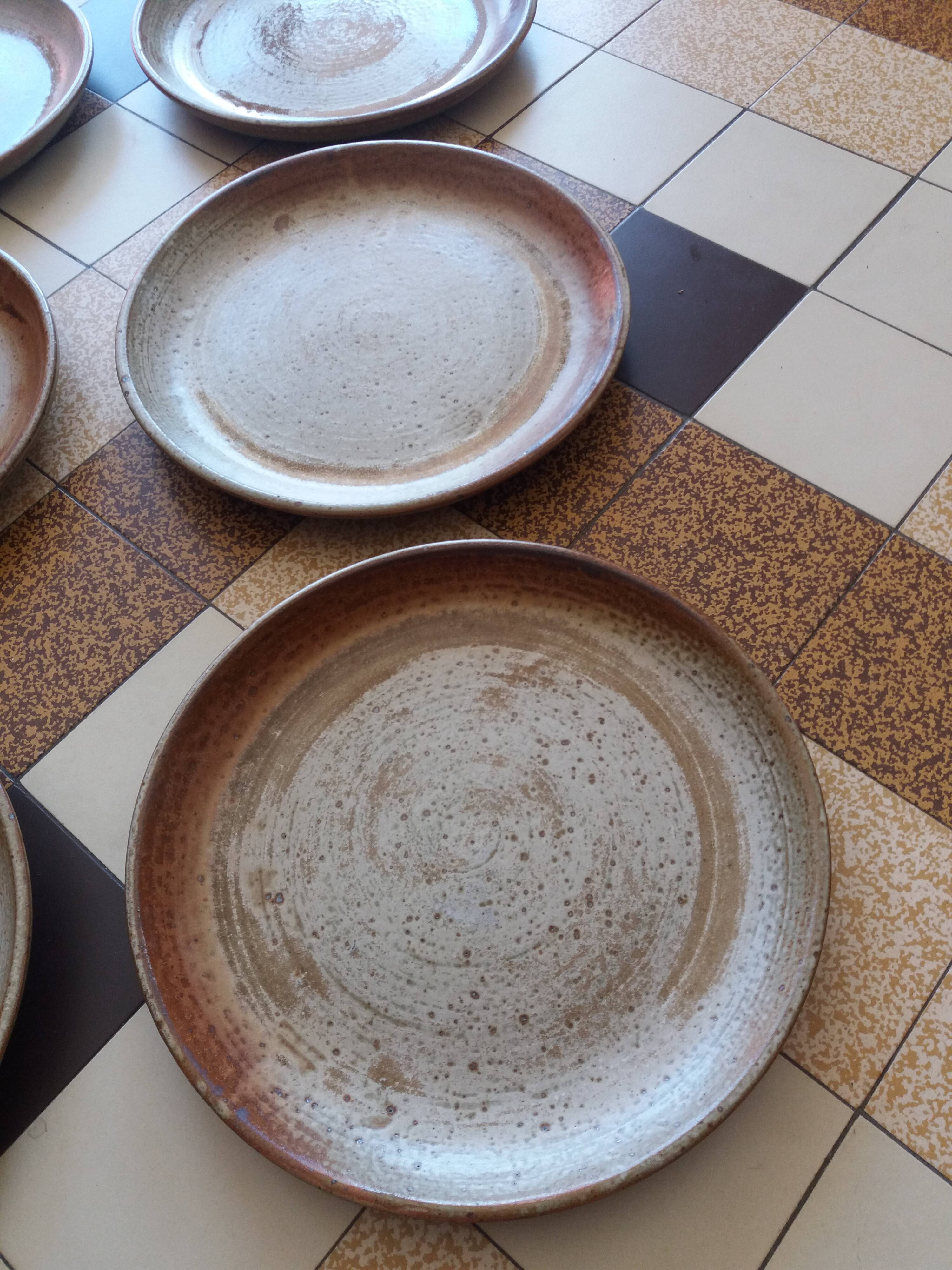 Puisaye stoneware dinner plates by Jean-Pierre Prud'homme