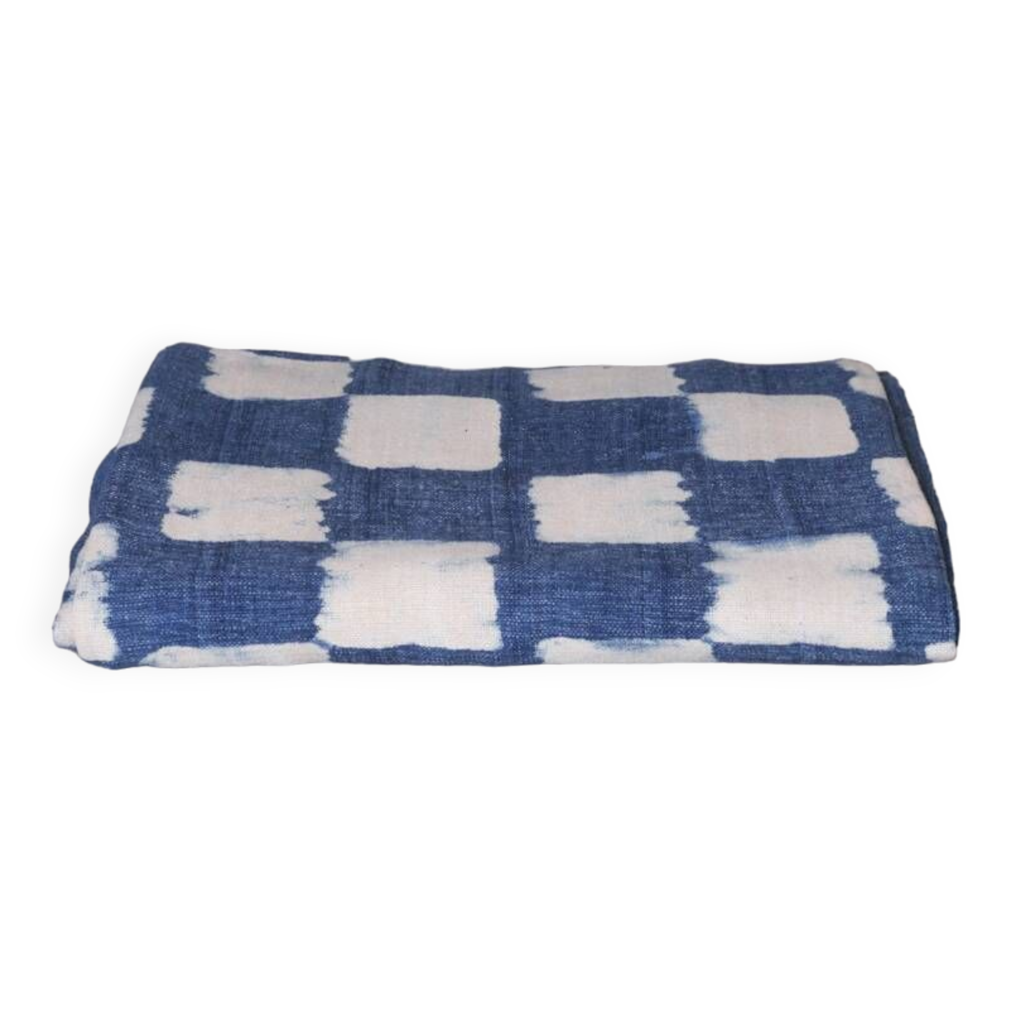 Handwoven indigo fabric "checks"
