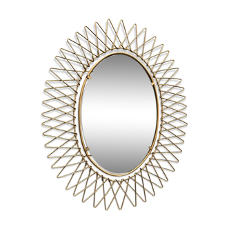 Sun metal mirror Golden small shabby chic vintage 1950