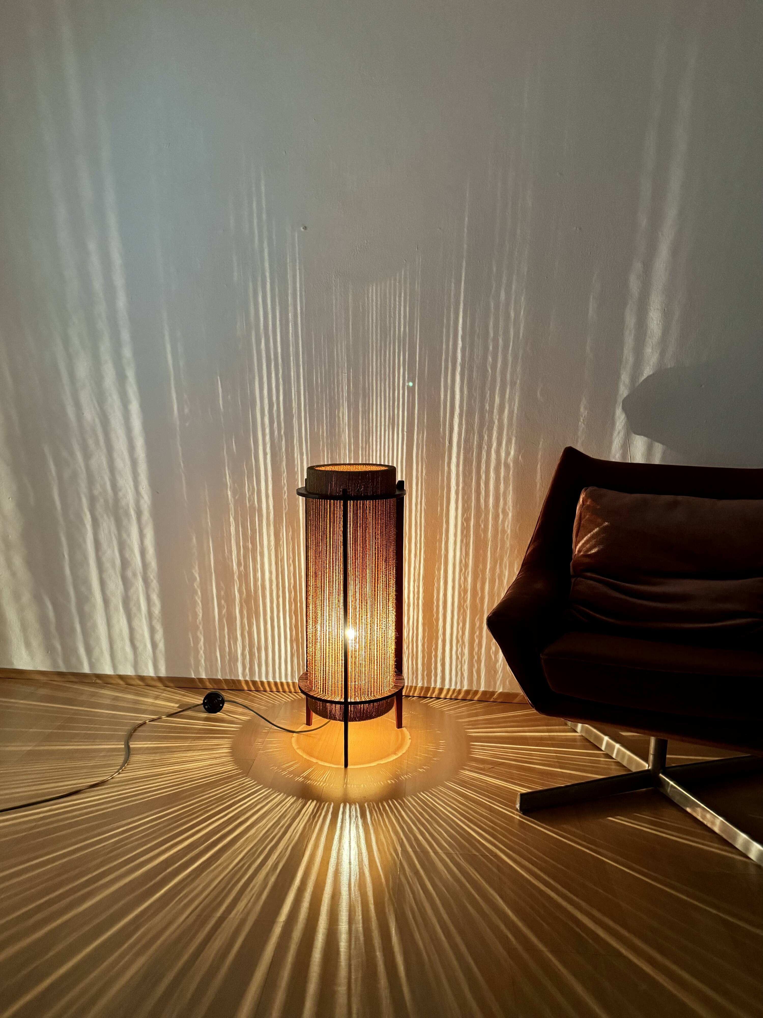 Danish Sisal and Teak Floor or Table Lamp by Ib Fabiansen for Fog and Morup