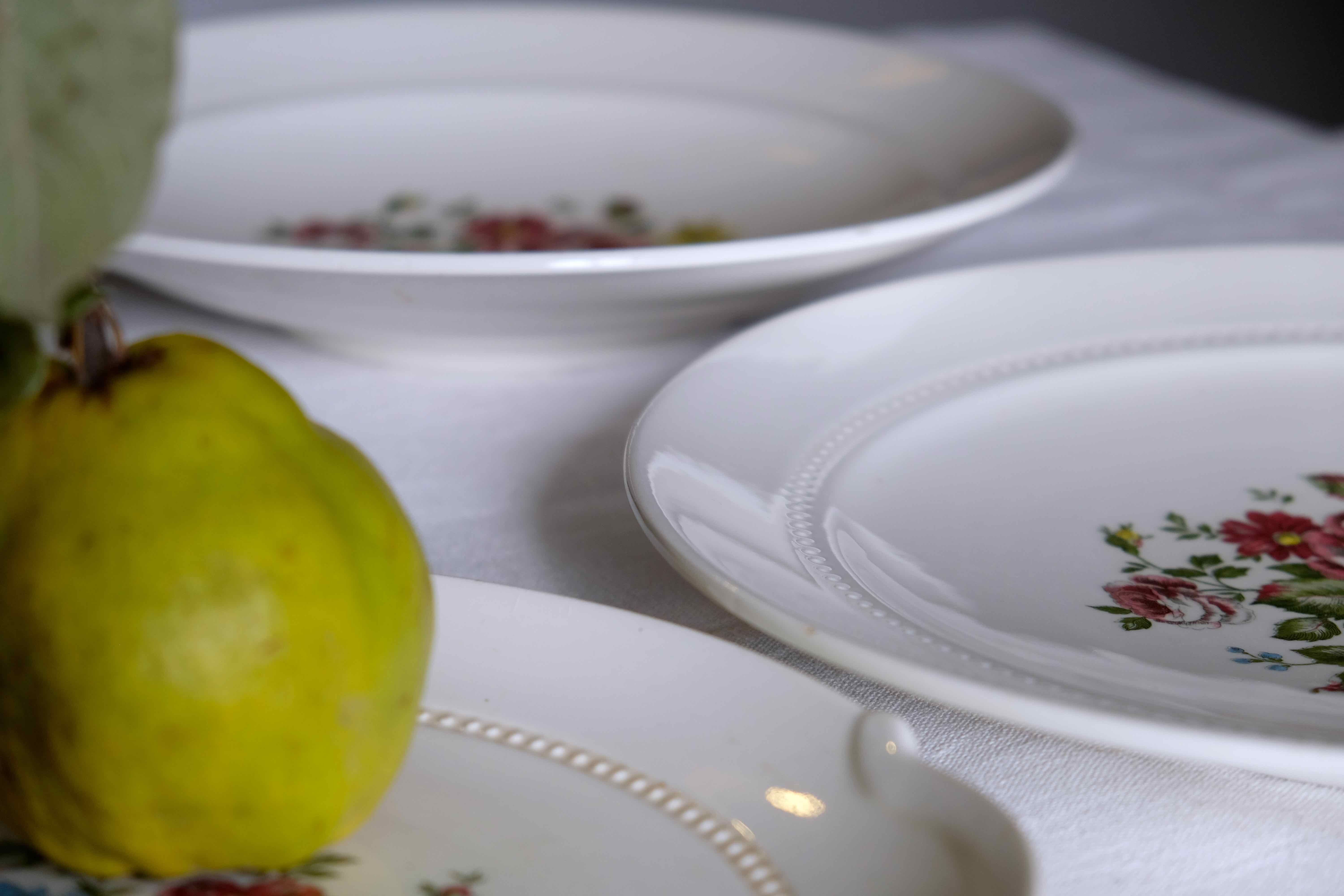 Flat french antique faience of Lunéville China Keller & Guerin 1889 "Chaillot of Vercor" décor of flowers