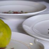 Flat french antique faience of Lunéville China Keller & Guerin 1889 "Chaillot of Vercor" décor of flowers