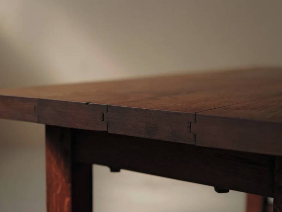 Solid oak farmhouse table, France, around 1950.