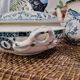 Petite soupière rare terre de fer ancienne salins rigal ameline motif cambaceres décor bleu abeilles