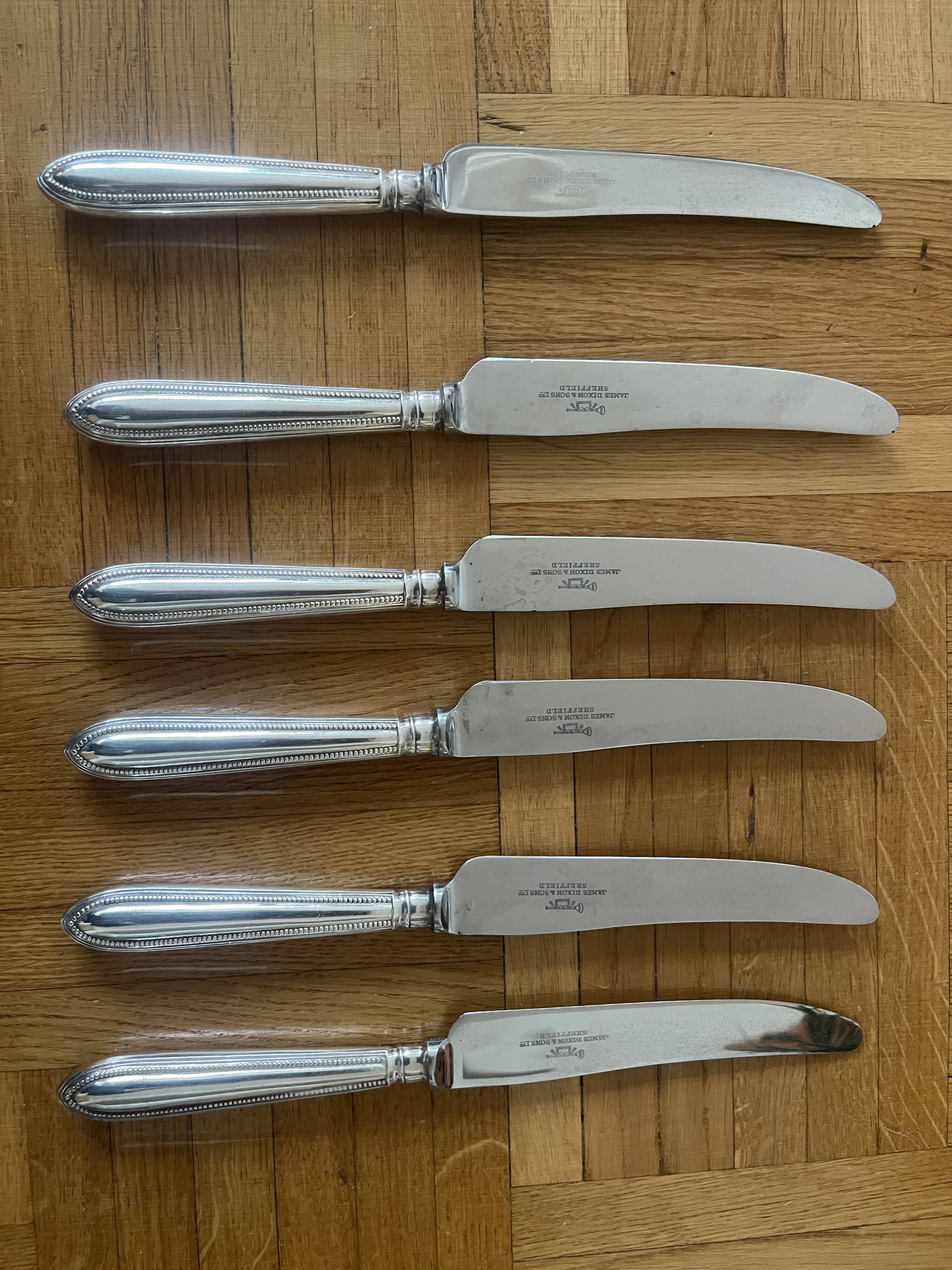 Dixon & Sons Sheffield Silver Table Knives