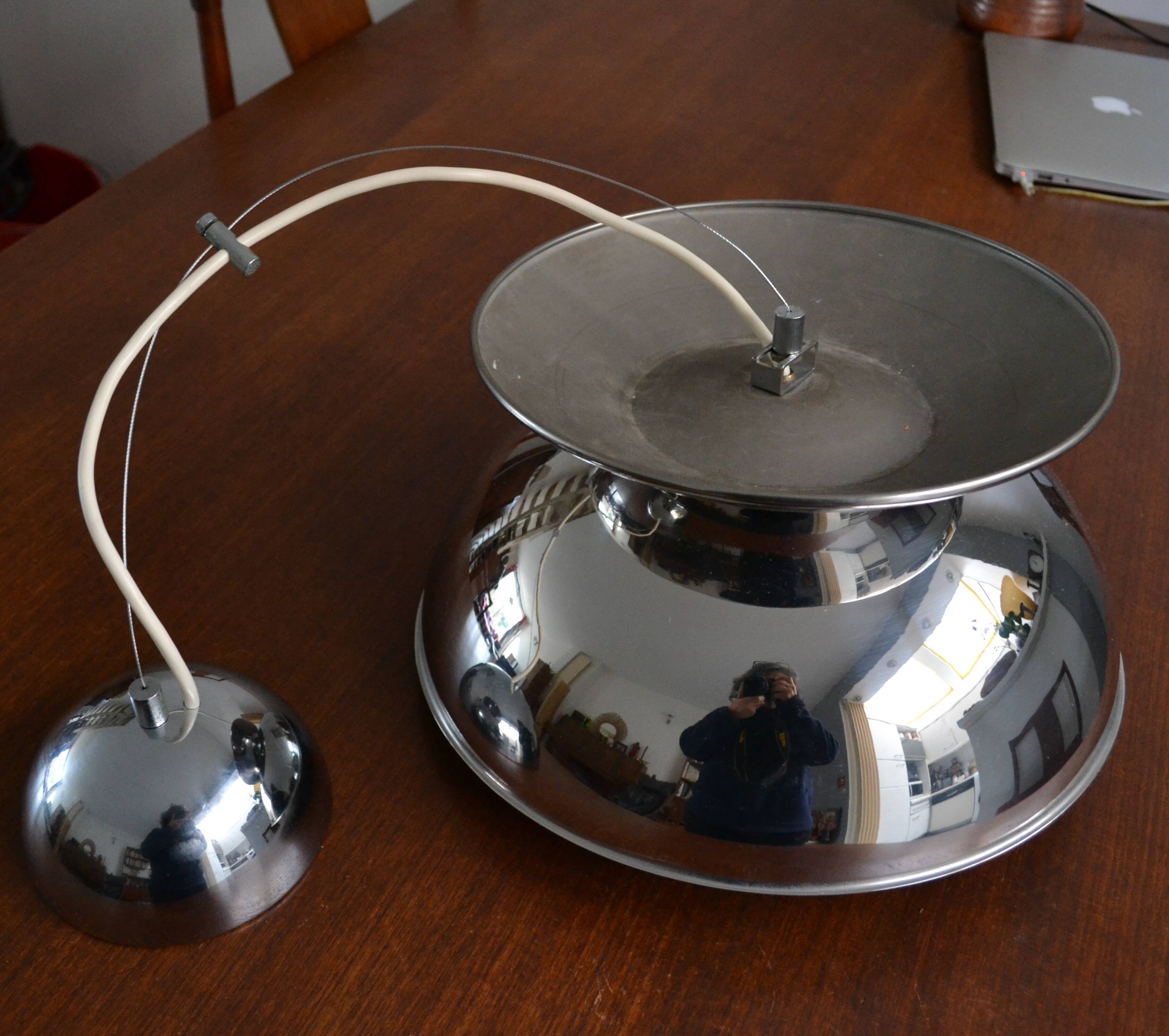 Concentrica pendant light by Harvey Guzzini chrome steel