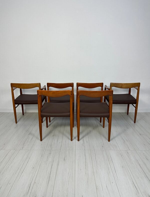 Ensemble de 6 chaises de salle à manger vintage en teck danois des années 1960, par H.W. Klein pour Bramin