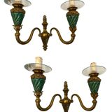 Bronze Ceramic Sconces Set of 2 1950’s