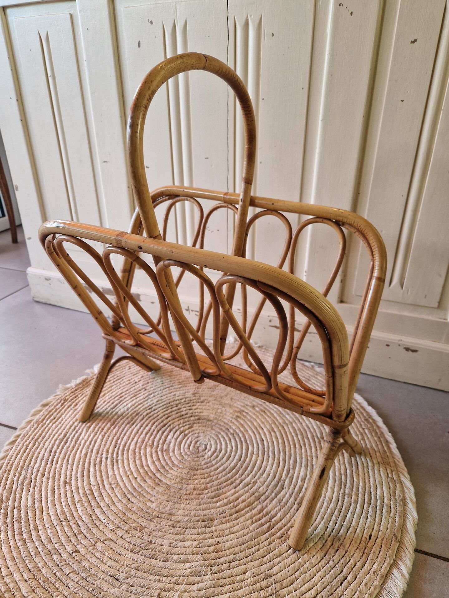 Vintage Rattan Magazine Rack