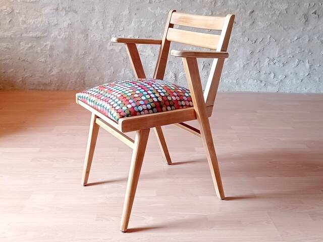 Restored bridge office chair with vintage compass feet from the 50s