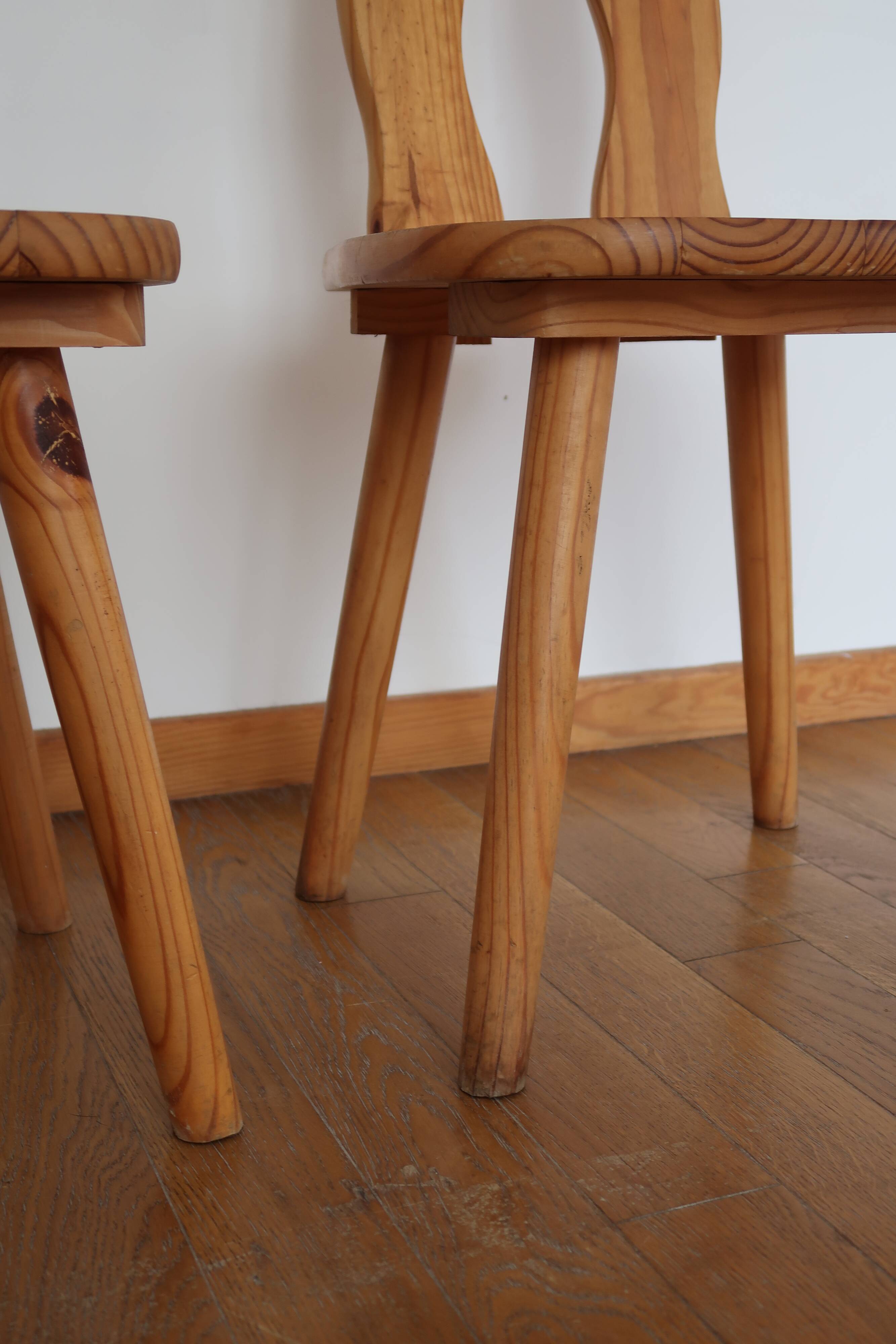 Pair of Scandinavian pine chairs