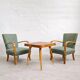 Halabala “Spider” coffee table and Hungarian late Art Deco armchairs, 1950s