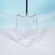 Minimalist glass table lamp from the 80s with a pleated shade.