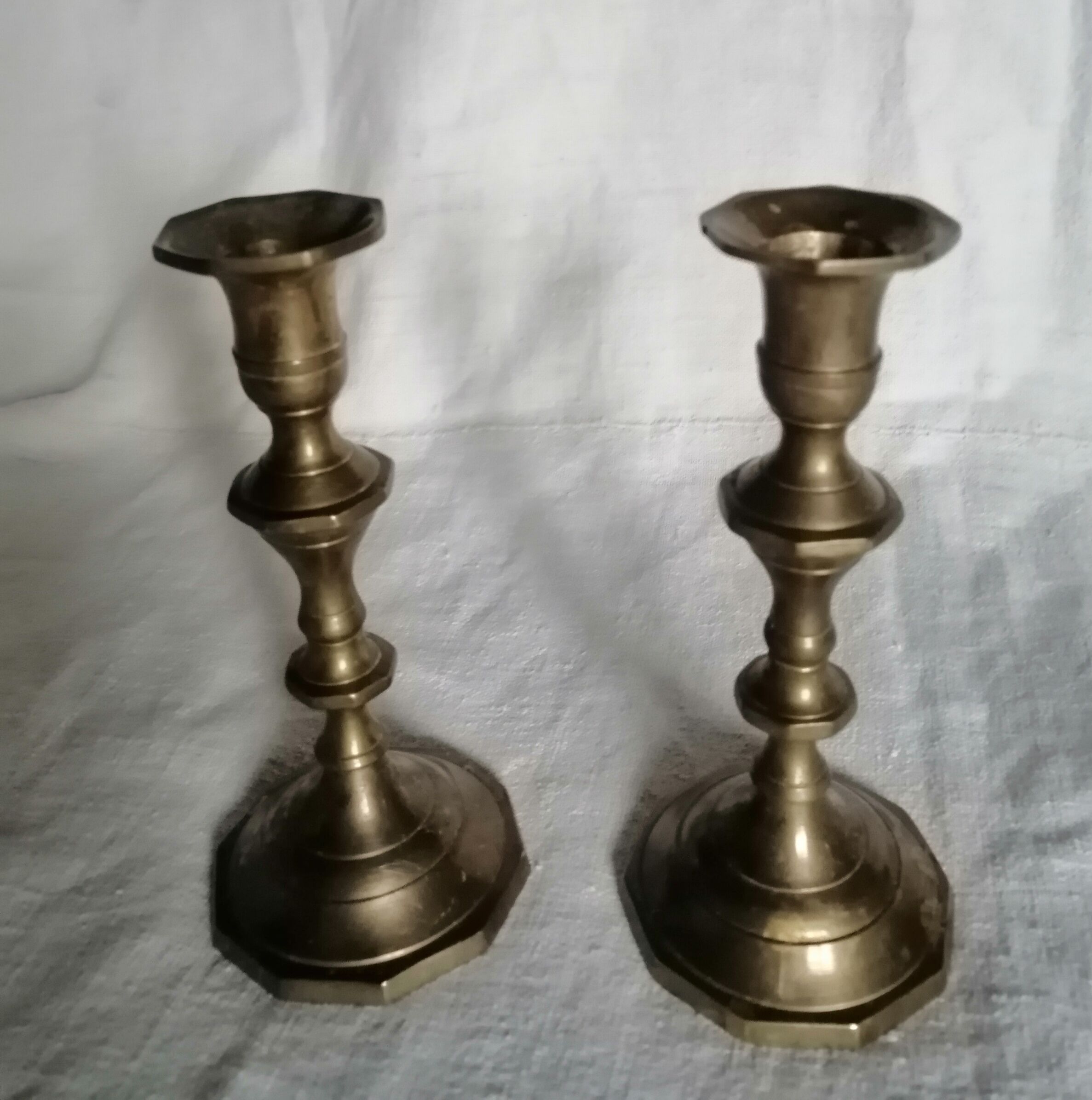 Set of 4 brass candle holders