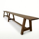 Large antique farmhouse bench 252 cm raw wood patinated