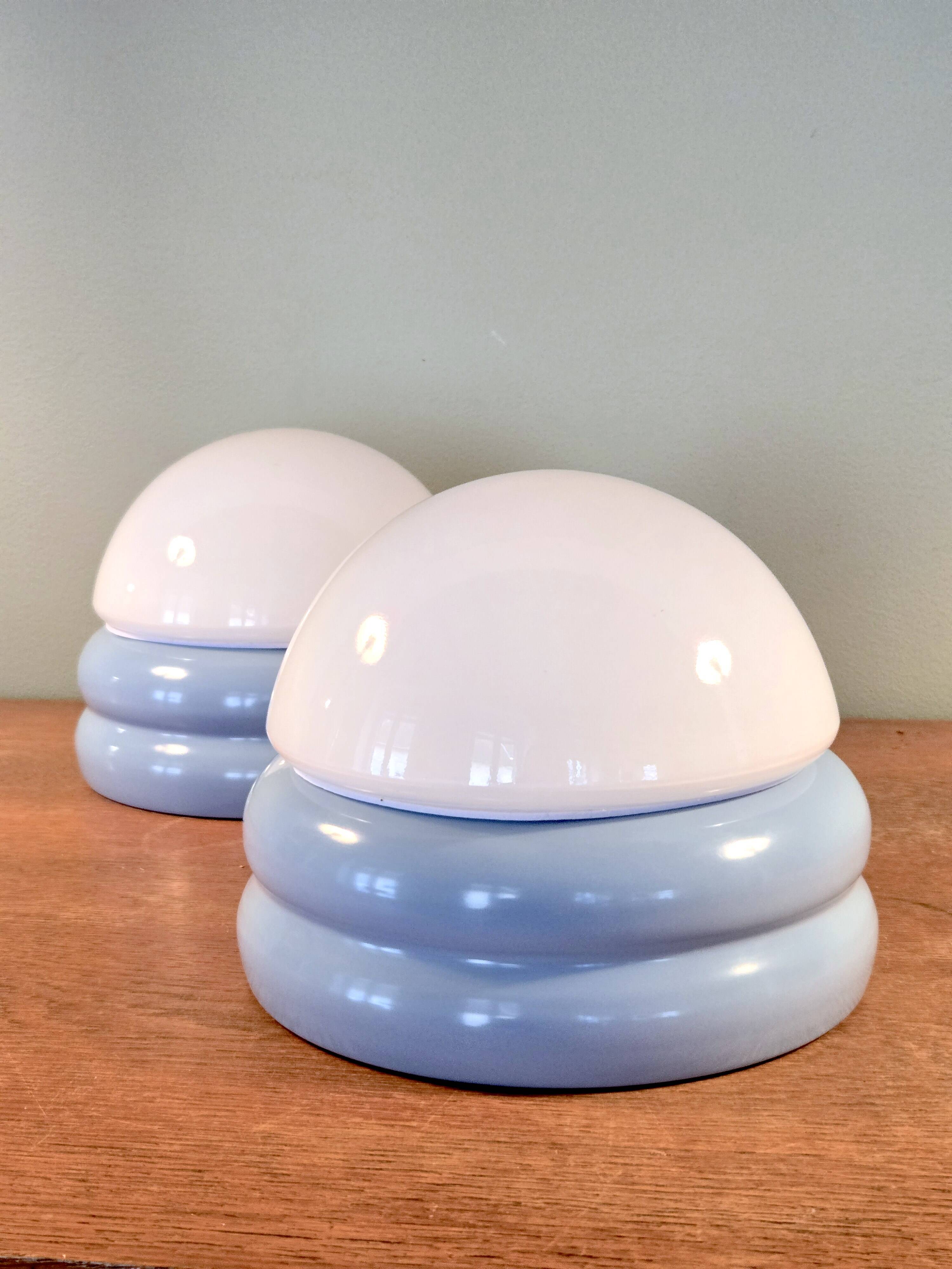 Pair of Monoprix X Goodmoods designer wall lights - post-modern opaline glass