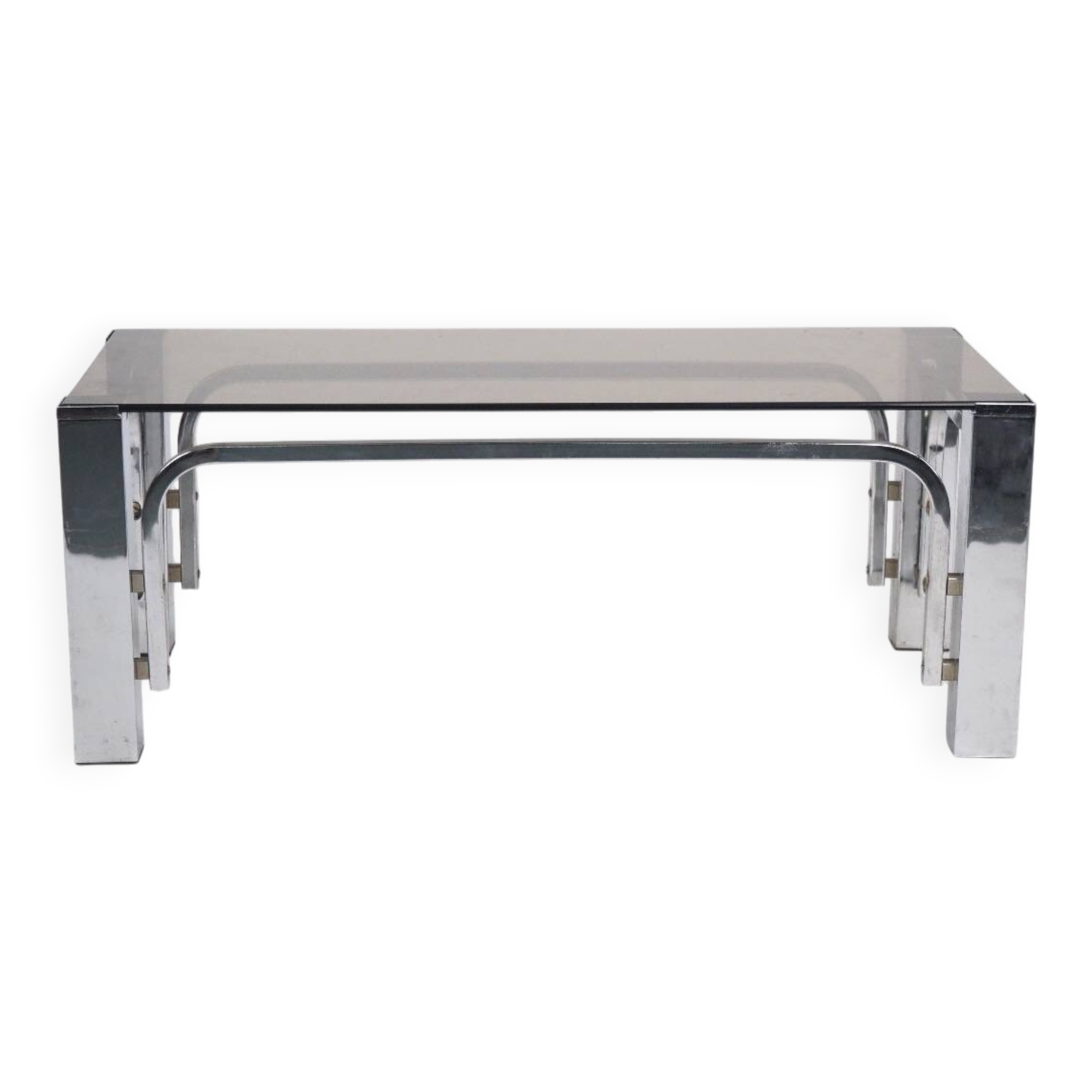 Smoked glass and chrome coffee table 1970