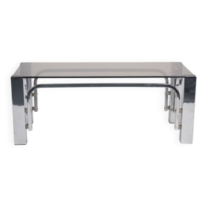 table basse verre fumé - chrome
