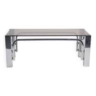 Smoked glass and chrome coffee table 1970
