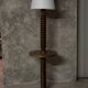 Neo-rustic floor lamp made of turned wood in the style of Charles Dudouyt.