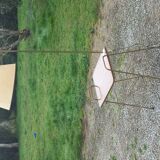Floor lamp of the 50s in gilded metal triple mahogany tablets and gilded metal
