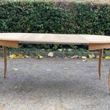 Louis XV style oval extendable round table renovated in raw wood