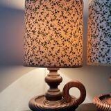 Pair of Scandinavian wooden lamps from the 60s