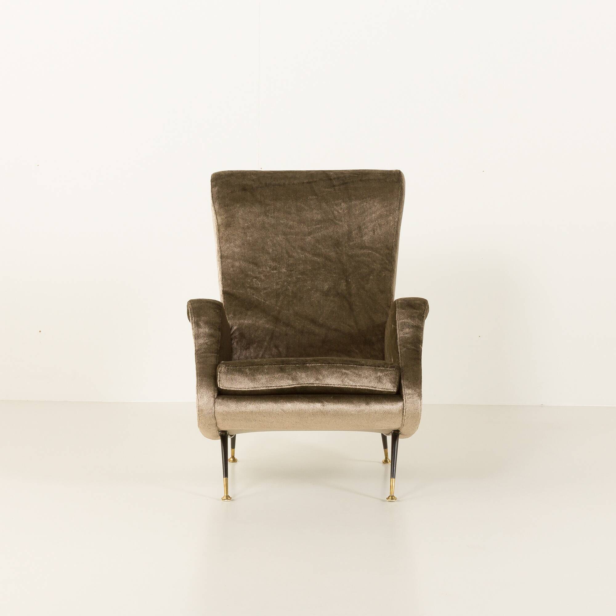Italian velevet mid century lounge chair in the style of Marco Zanuso, 1960
