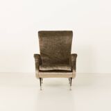 Italian velevet mid century lounge chair in the style of Marco Zanuso, 1960