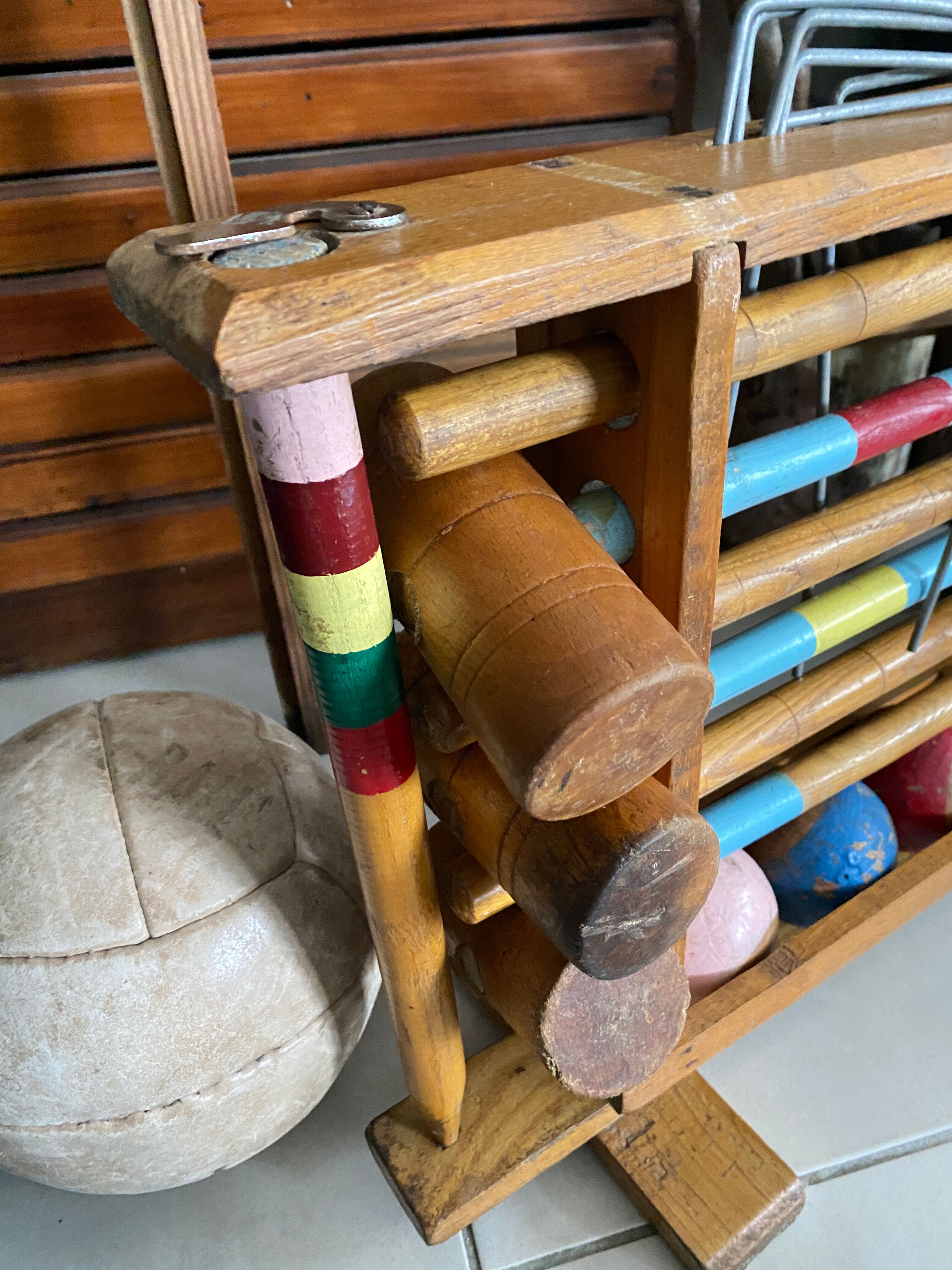 Old wooden croquet game