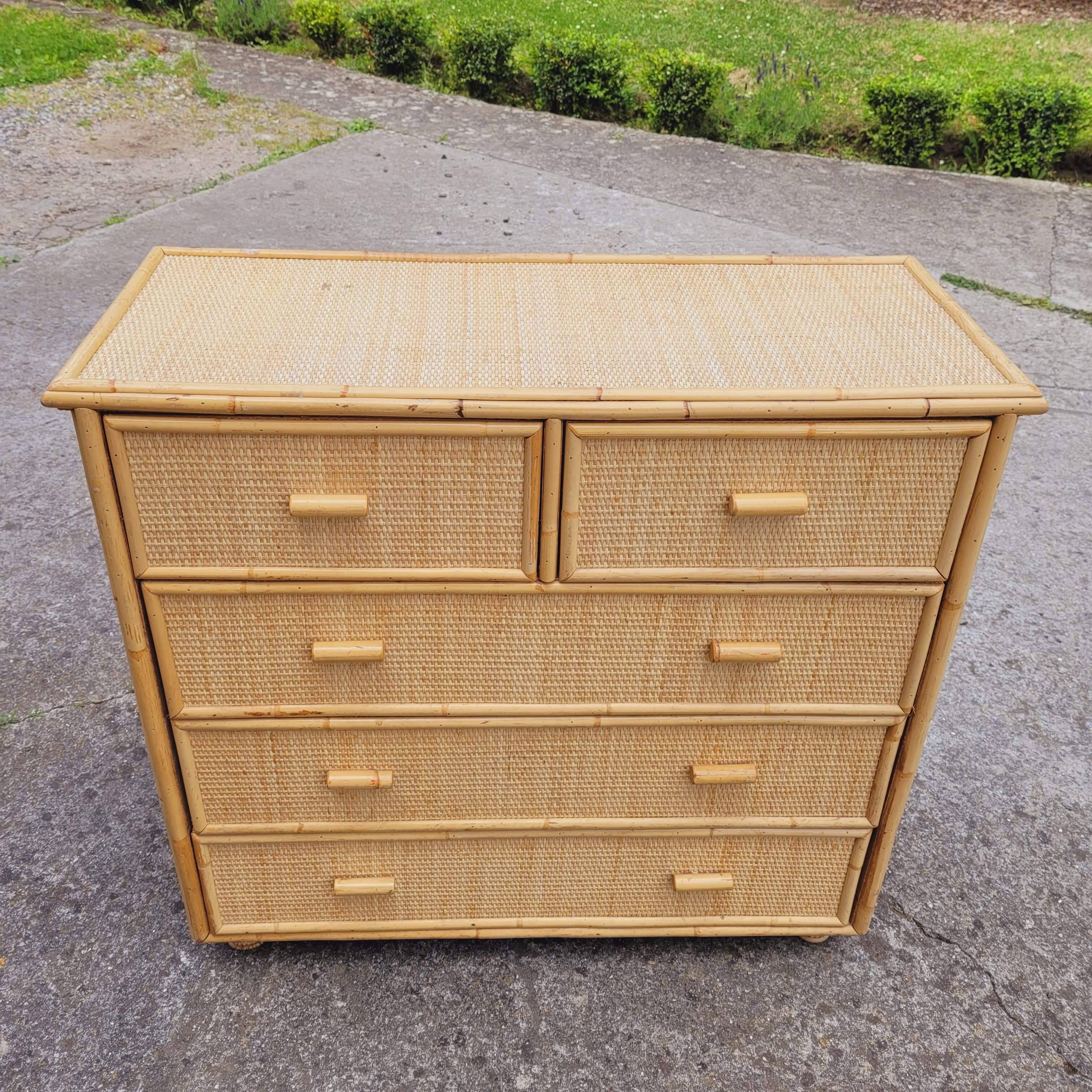 Commode rotin vintage