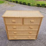 Commode rotin vintage