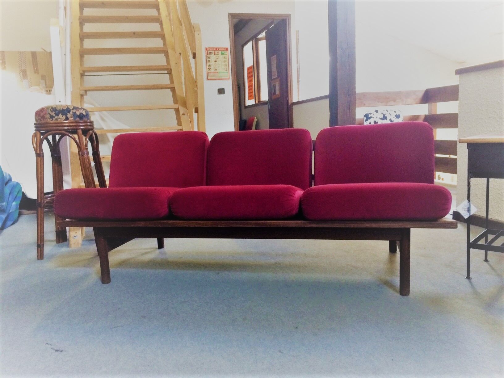 Fully restored 3-seater Scandinavian teak bench