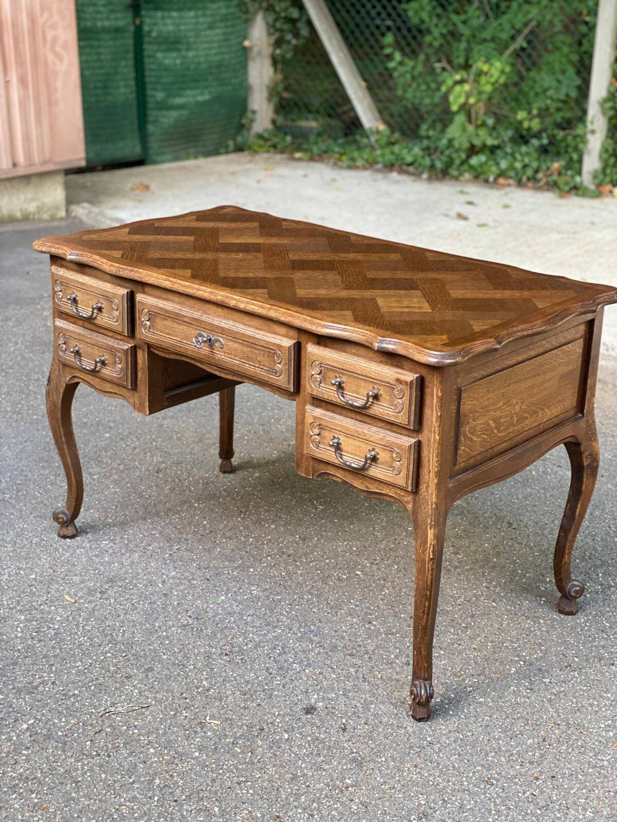 Louis XV style oak center desk