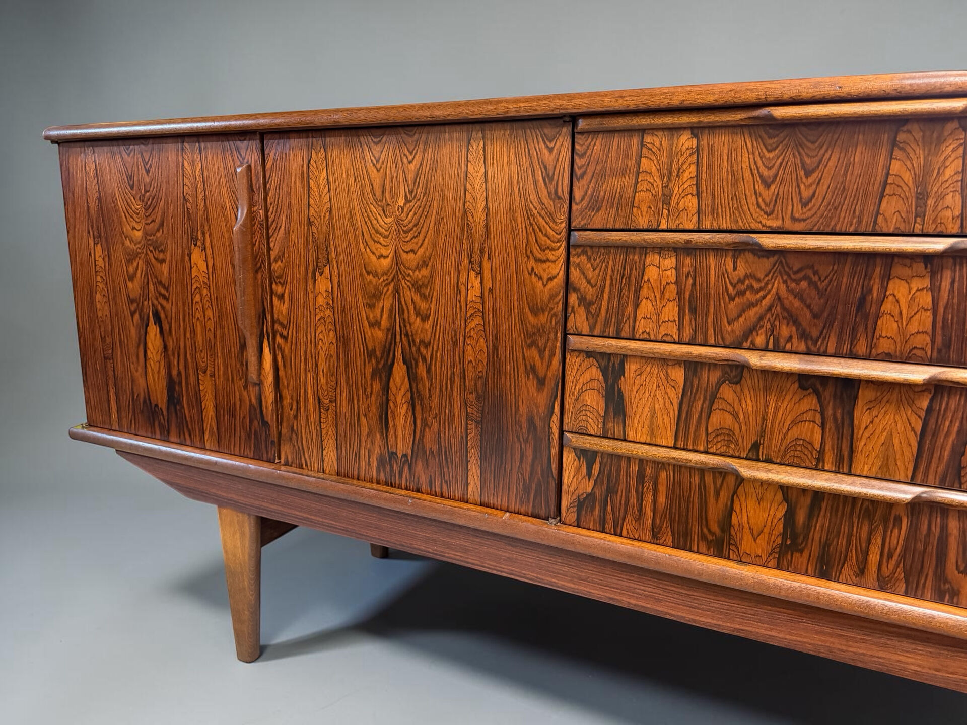 Scandinavian enfilade in rio palisander circa 1960 230 cm