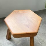 Flower coffee table set with elm tripod stools