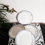 Flat plates (4) in Sarreguemines earthenware, Terre de fer Digoin, Vaucluse model