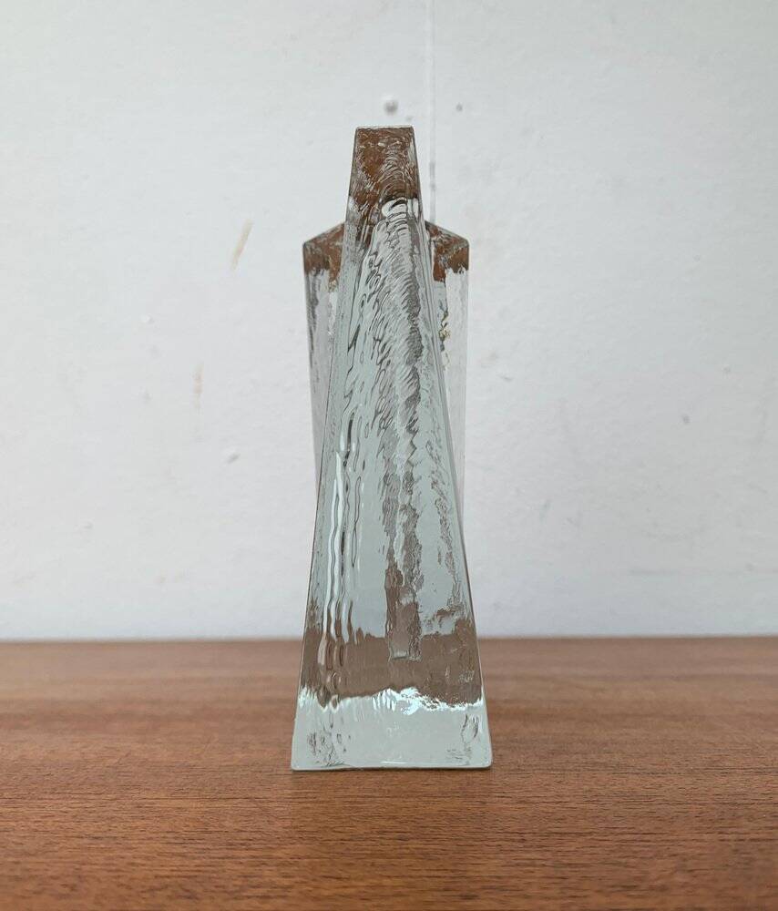 Modernist cubic glass vase from the mid-century, 1960s.