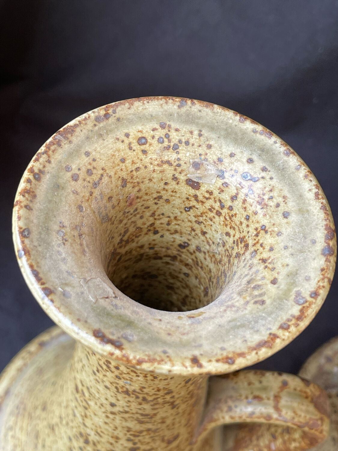 Pair of speckled stoneware candlesticks from the 70s
