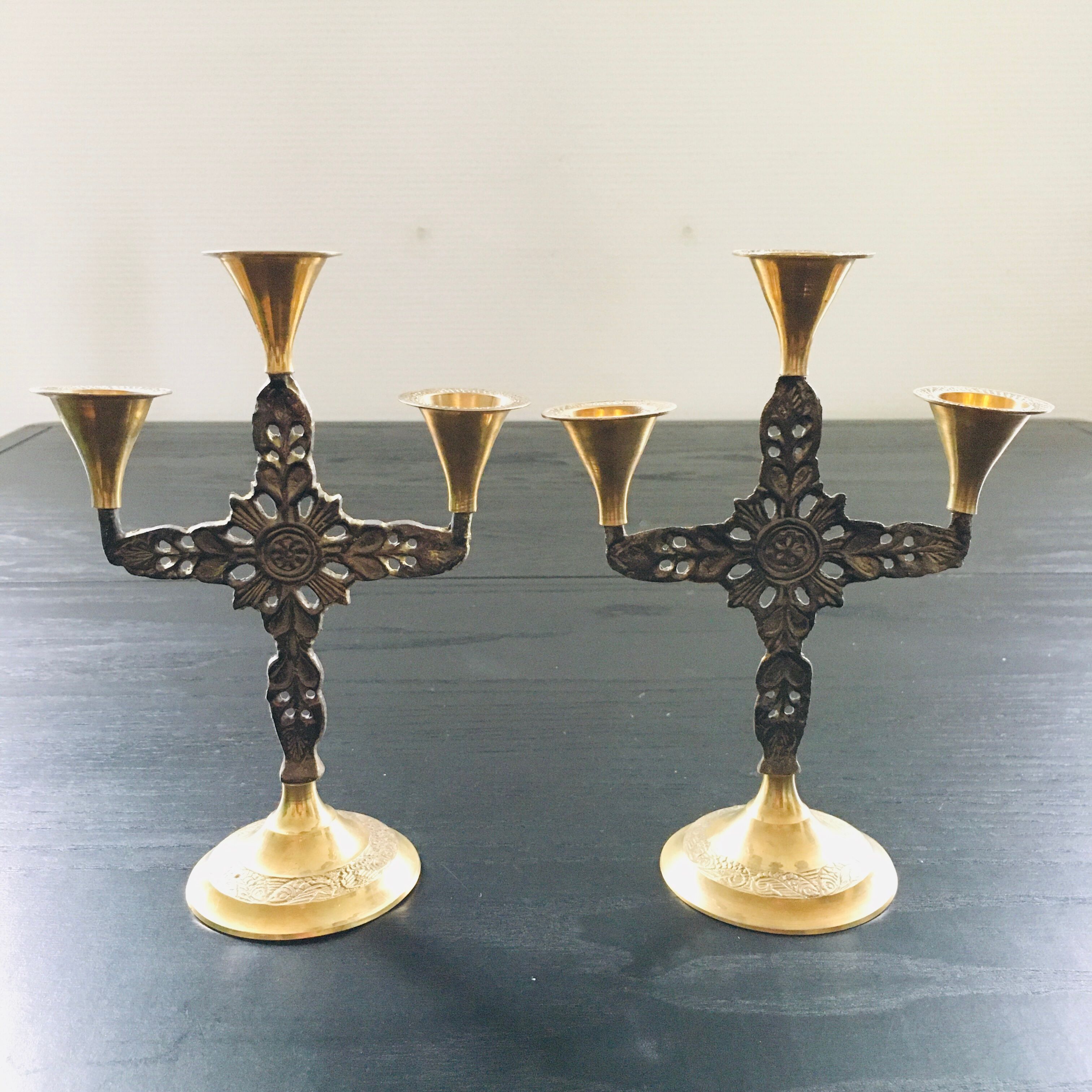 Pair of brass candlesticks