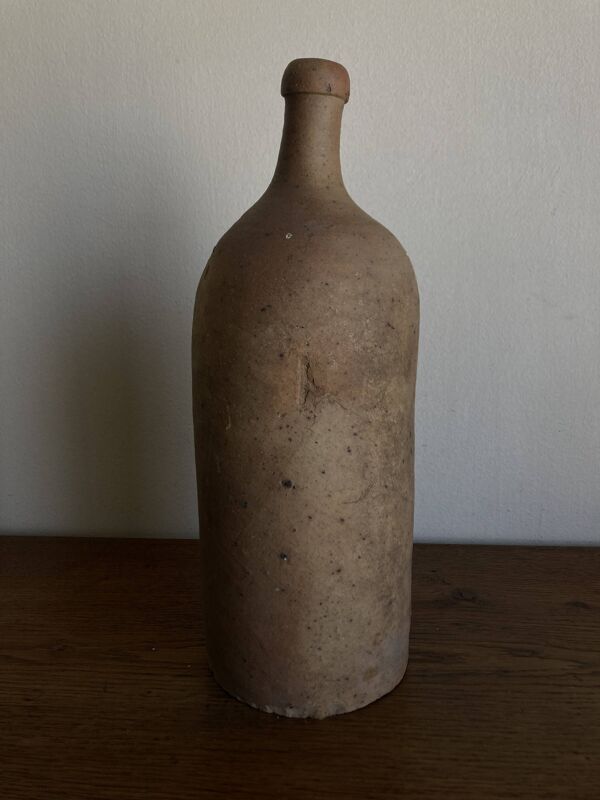 Bouteille penchée de campagne 1950 XL grès brut terre cuite